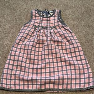The Children’s Place Pink and Gray Plaid Sleeveless Wool Formal Dress- 3T Vintag